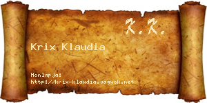 Krix Klaudia névjegykártya